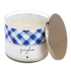 3 Wick Jar Candle 14 oz. White & Blue Gingham